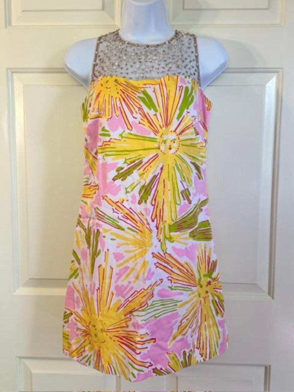 * Lilly Pulitzer Beaded Illusion Cocktail "Skipping Sunshine" Sleeveless Dress 2